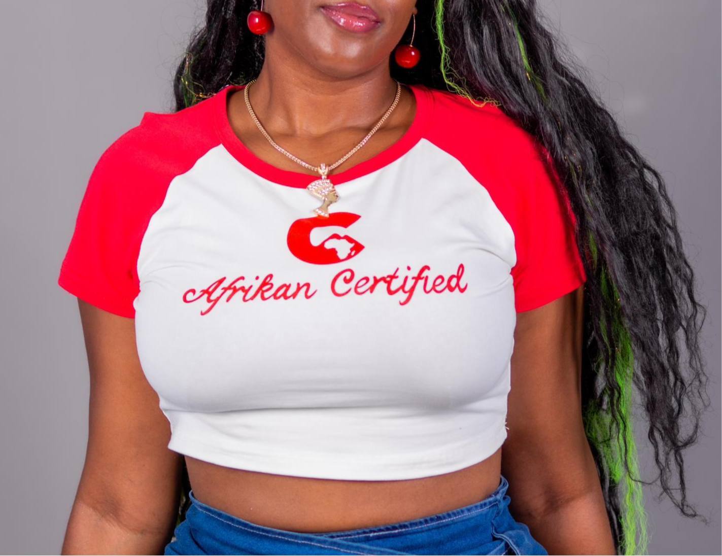 Universal Afrikan Certified Cherry Crop Top Tee